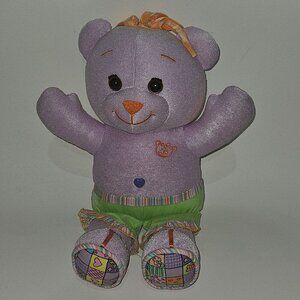 VTG Doodle Bear Plush 16" Stuffed Animal Toy Purple Green READ
